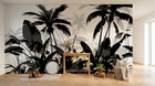 Design A0059 — Papier peint Palmier Tropical Noir et Blanc — Novomur