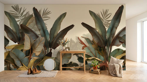 Design A0066 — Papier peint Palmier Tropical Vert - Collection 1 — Novomur