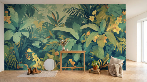 Design A0077 — Papier peint Jungle Tropicale Dense Aquarelle — Novomur
