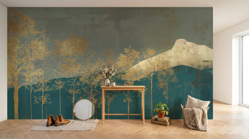 Design A0079 — Papier peint Palmier Tropical Doré Luxe - Collection 1 — Novomur