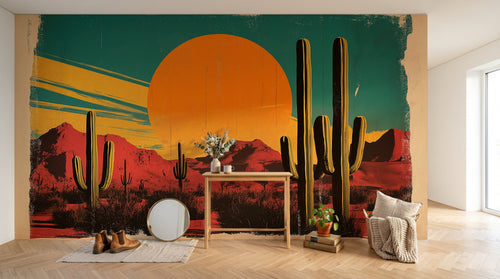 Design A0175 — Papier peint Paysage Désert et Cactus — Novomur