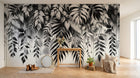 Design A0323 — Papier peint Palmier Tropical Noir et Blanc — Novomur