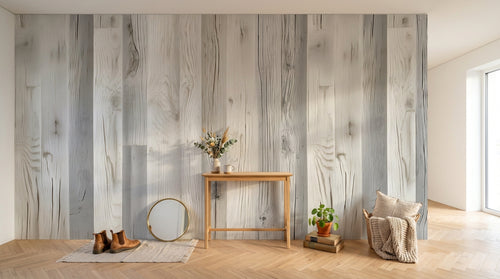 Design A0335 — Papier peint Bois Rustique Blanchi — Novomur