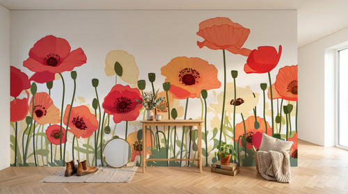 Design A0369 — Papier peint Coquelicots et Fleurs Sauvages — Novomur