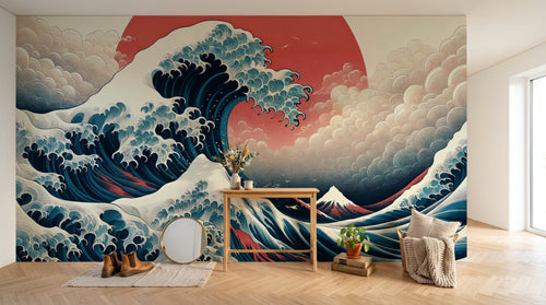 Design A0382 — Papier peint Mont Fuji et Hokusai — Novomur