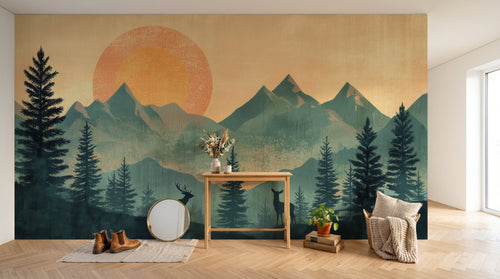 Design A0448 — Papier peint Paysage Montagne Minimaliste - Collection 1 — Novomur