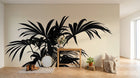 Design A0454 — Papier peint Palmier Tropical Noir et Blanc — Novomur