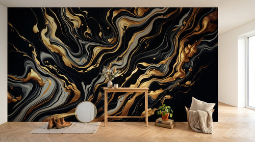 Design A0501 — Papier peint Marbre Noir et Or Luxe - Collection 2 — Novomur