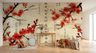 Design A0574 — Papier peint Cerisier Rouge Encre Asiatique — Novomur