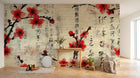 Design A0575 — Papier peint Cerisier Rouge Encre Asiatique — Novomur
