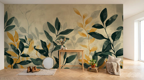 Design A0610 — Papier peint Botanique Feuilles Dorées — Novomur