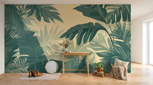 Design A0611 — Papier peint Palmier Tropical Vert - Collection 3 — Novomur