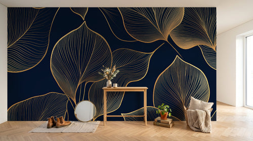 Design A0614 — Papier peint Art Déco Éventails et Or - Collection 1 — Novomur