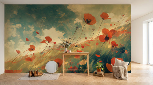 Design A0675 — Papier peint Coquelicots et Fleurs Sauvages — Novomur