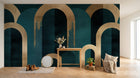 Design A0739 — Papier peint Art Déco Éventails et Or - Collection 1 — Novomur