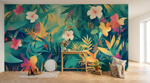 Design A0753 — Papier peint Jungle Tropicale Dense Aquarelle — Novomur