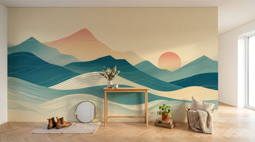 Design A0813 — Papier peint Paysage Montagne Minimaliste - Collection 1 — Novomur