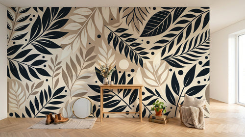 Design A0833 — Papier peint Botanique Feuilles Sombres — Novomur