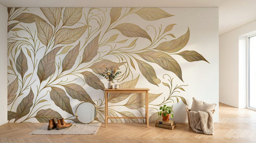Design A0844 — Papier peint Botanique Feuilles Dorées — Novomur