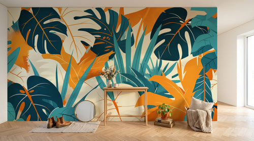 Design A0875 — Papier peint Palmier Tropical Doré Luxe - Collection 2 — Novomur
