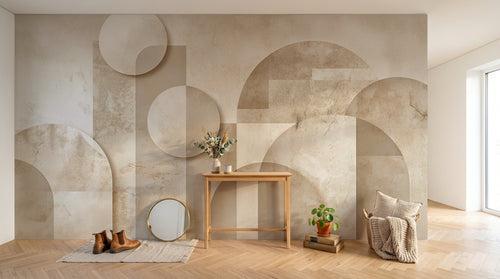 Design A0895 — Papier peint Art Abstrait Bauhaus Beige - Collection 1 — Novomur