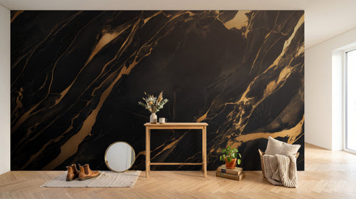 Design A0907 — Papier peint Marbre Noir et Or Luxe - Collection 1 — Novomur