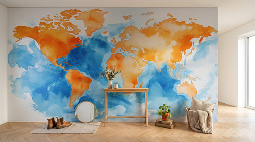 Design A0934 — Papier peint Carte du Monde — Novomur