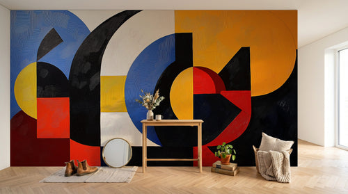 Design A0967 — Papier peint Art Abstrait Bauhaus Coloré - Collection 2 — Novomur