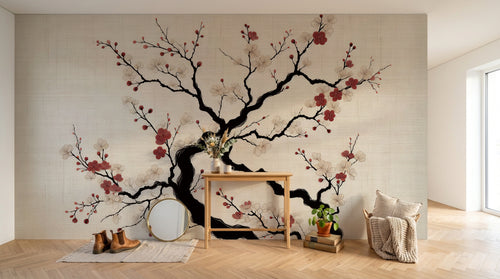 Design A0996 — Papier peint Cerisier Blanc et Prunier — Novomur