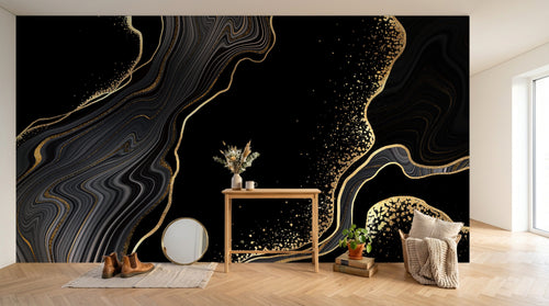 Design C0313 — Papier peint Marbre Noir et Or Luxe - Collection 1 — Novomur