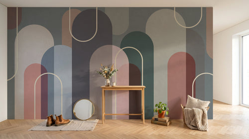 Design C0880 — Papier peint Art Abstrait Bauhaus Beige - Collection 1 — Novomur