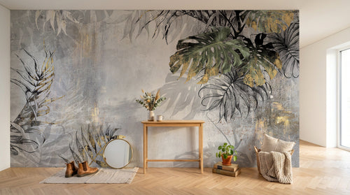 Design D0100 — Papier peint Palmier Tropical Doré Luxe - Collection 2 — Novomur
