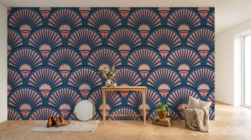 Design D0199 — Papier peint Art Déco Éventails et Or - Collection 2 — Novomur