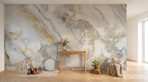 Design D0312 — Papier peint Marbre Blanc Classique - Collection 2 — Novomur