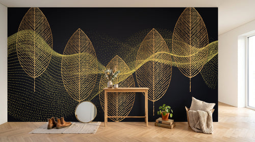 Design D0336 — Papier peint Art Déco Éventails et Or - Collection 1 — Novomur