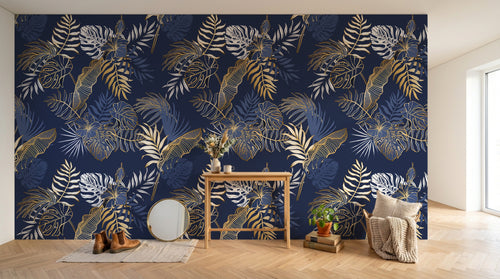 Design D0493 — Papier peint Palmier Tropical Doré Luxe - Collection 2 — Novomur