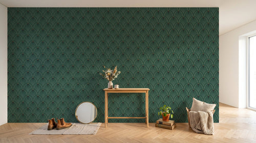 Design D0605 — Papier peint Art Déco Éventails et Or - Collection 2 — motif standard — Novomur