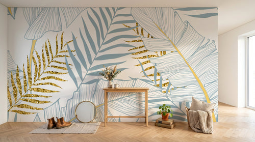 Design D0837 — Papier peint Palmier Tropical Doré Luxe - Collection 1 — Novomur