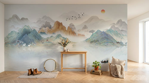 Design D0945 — Papier peint Paysage Montagne Réaliste — Novomur