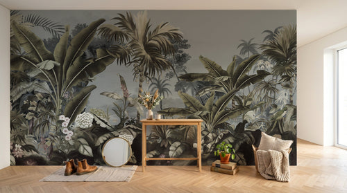 Design E0157 — Papier peint Palmier Tropical Vert - Collection 3 — Novomur