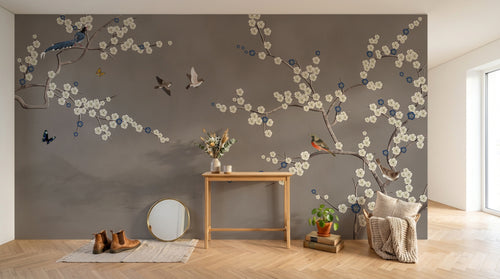 Design E0391 — Papier peint Cerisier Blanc et Prunier — Novomur