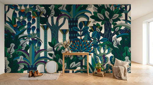 Design E0403 — Papier peint Palmier Tropical Vert - Collection 2 — Novomur