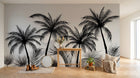 Design E0999 — Papier peint Palmier Tropical Noir et Blanc — Novomur