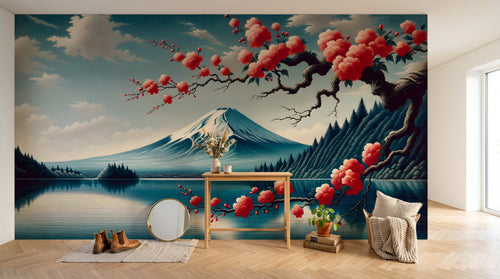 Design F0003 — Papier peint Mont Fuji et Hokusai — Novomur