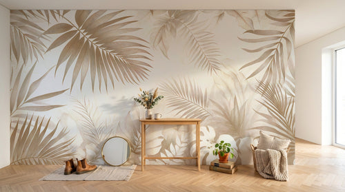 Design F0167 — Papier peint Palmier Tropical Doré Luxe - Collection 1 — Novomur