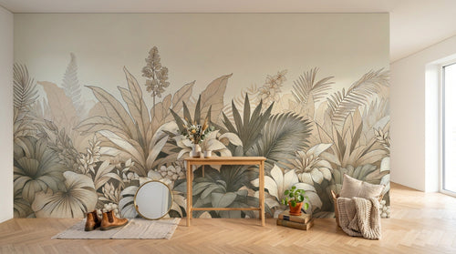 Design F0199 — Papier peint Palmier Tropical Vert - Collection 1 — Novomur