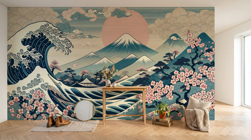 Design F0343 — Papier peint Mont Fuji et Hokusai — Novomur