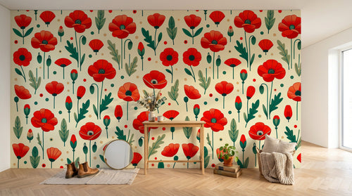 Design F0403 — Papier peint Coquelicots et Fleurs Sauvages — Novomur