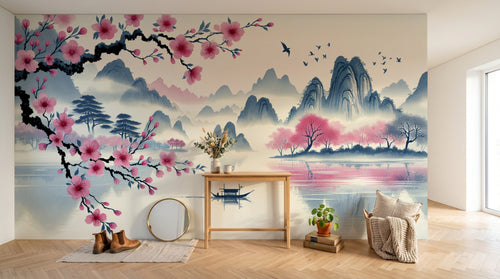 Design F0620 — Papier peint Cerisier Rose — Novomur
