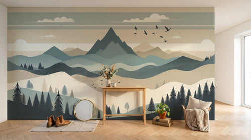 Design F0632 — Papier peint Paysage Montagne Minimaliste - Collection 2 — Novomur